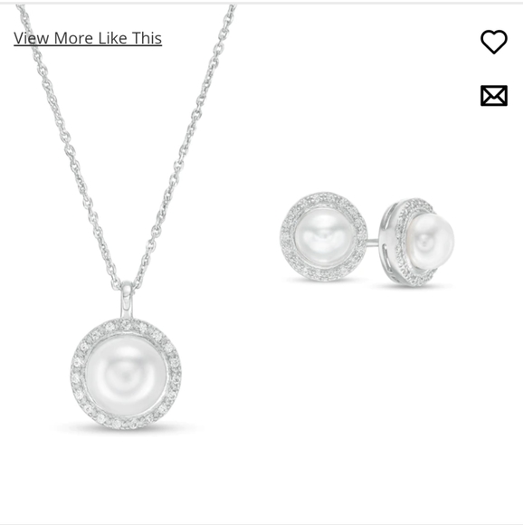 People's Jewelers Pearl & White Sapphire Necklace & Earrings Set - Picture 2 of 5